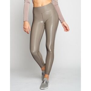 Heroine Sport Duchess Leggings size Medium Champagne Gray Ankle Shiny Gloss NWT